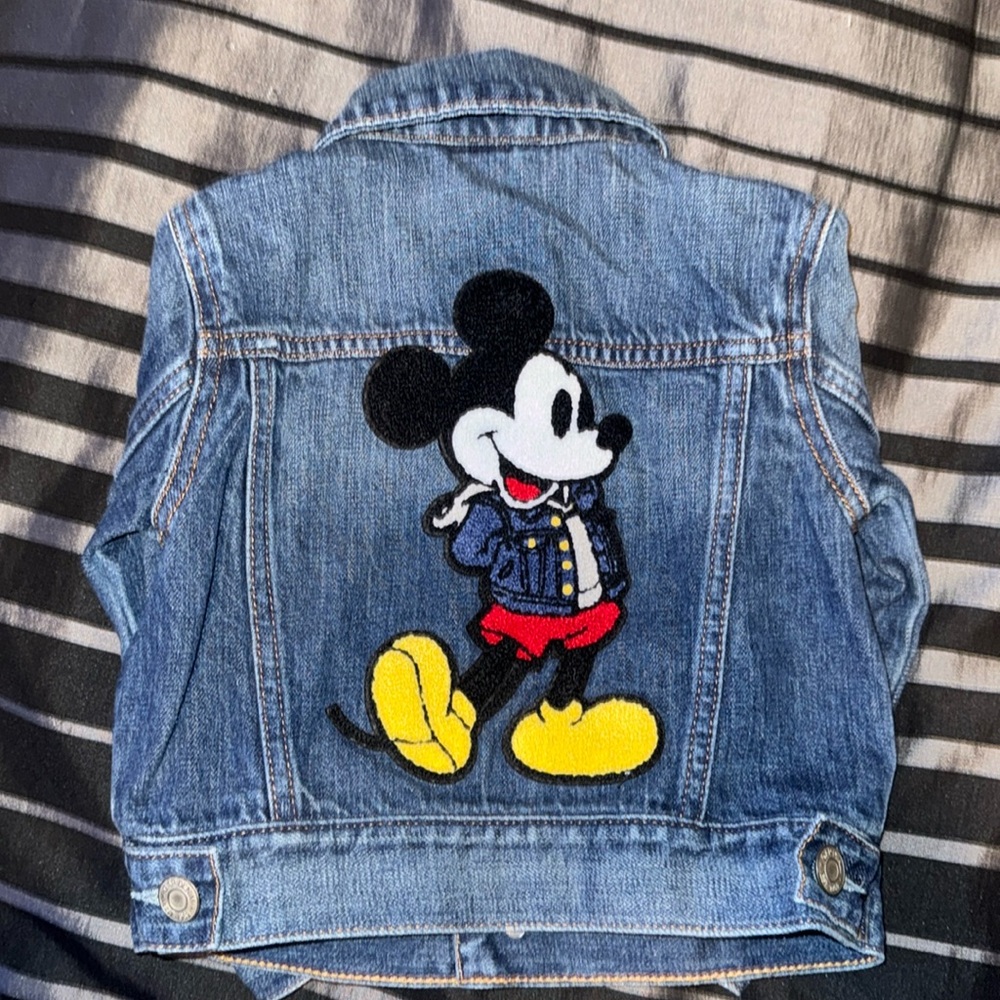 Gap Disney Mickey Mouse Toddlers Kids Denim Jacket Boys Girls Blue Jean 18-24M